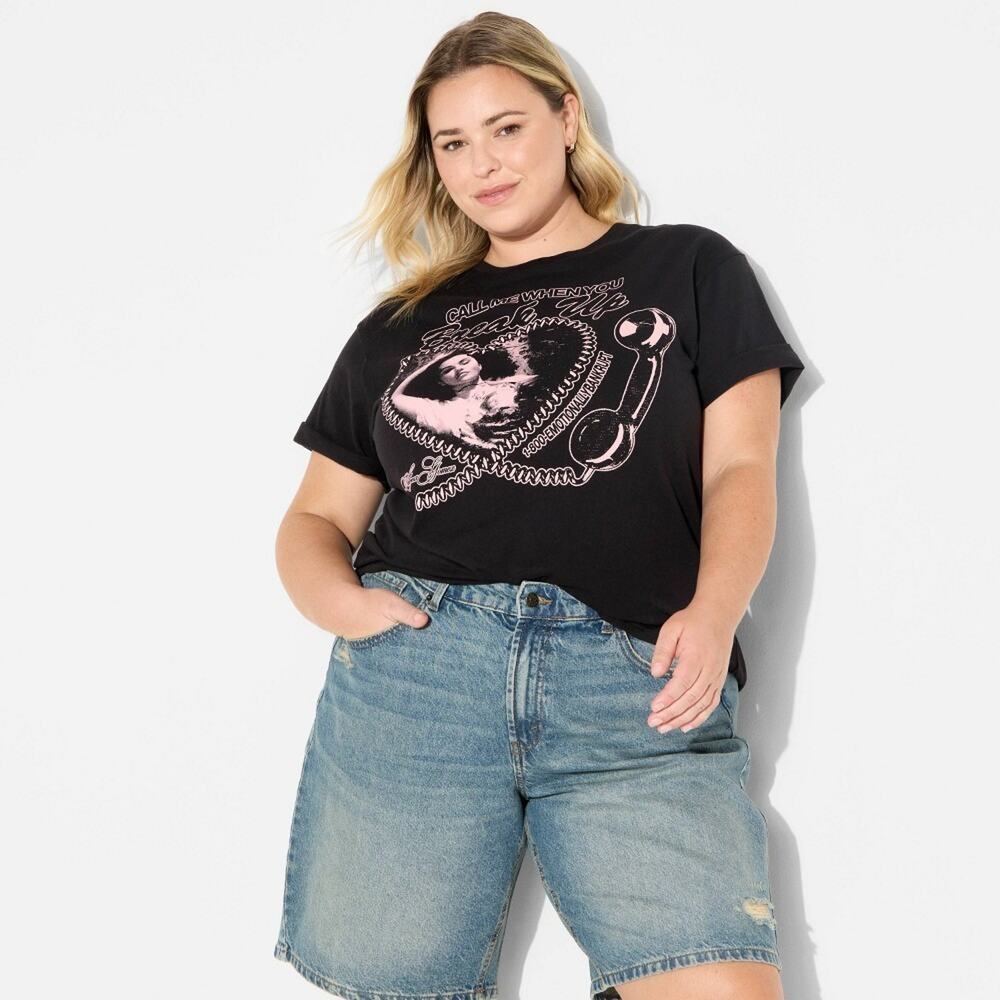 Selena Gomez Women's Call Me When You Break Up Graphic T-Shirt Size M Black NWT